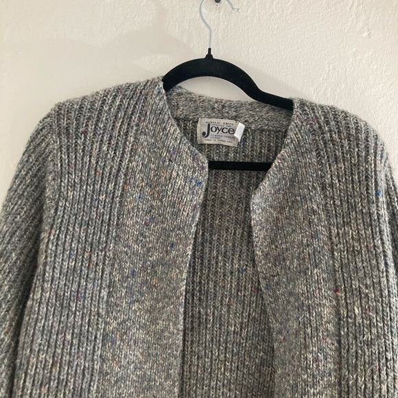 Vintage Wool Blend Open Front Cardigan Sweater Gray Multicolor by Joyce Chunky - Picture 2 of 10